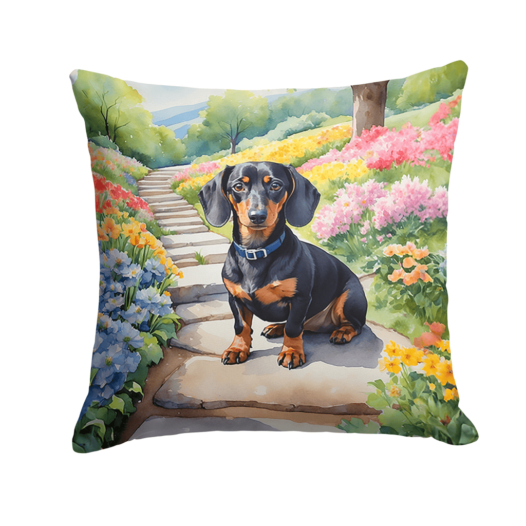 Glamorous Pups : Dachshund Spring Path Throw Pillow