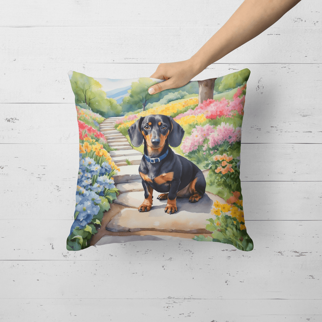 Glamorous Pups : Dachshund Spring Path Throw Pillow
