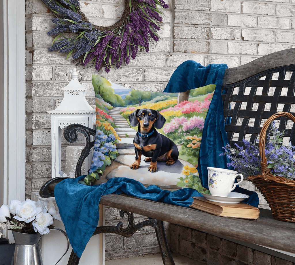 Glamorous Pups : Dachshund Spring Path Throw Pillow