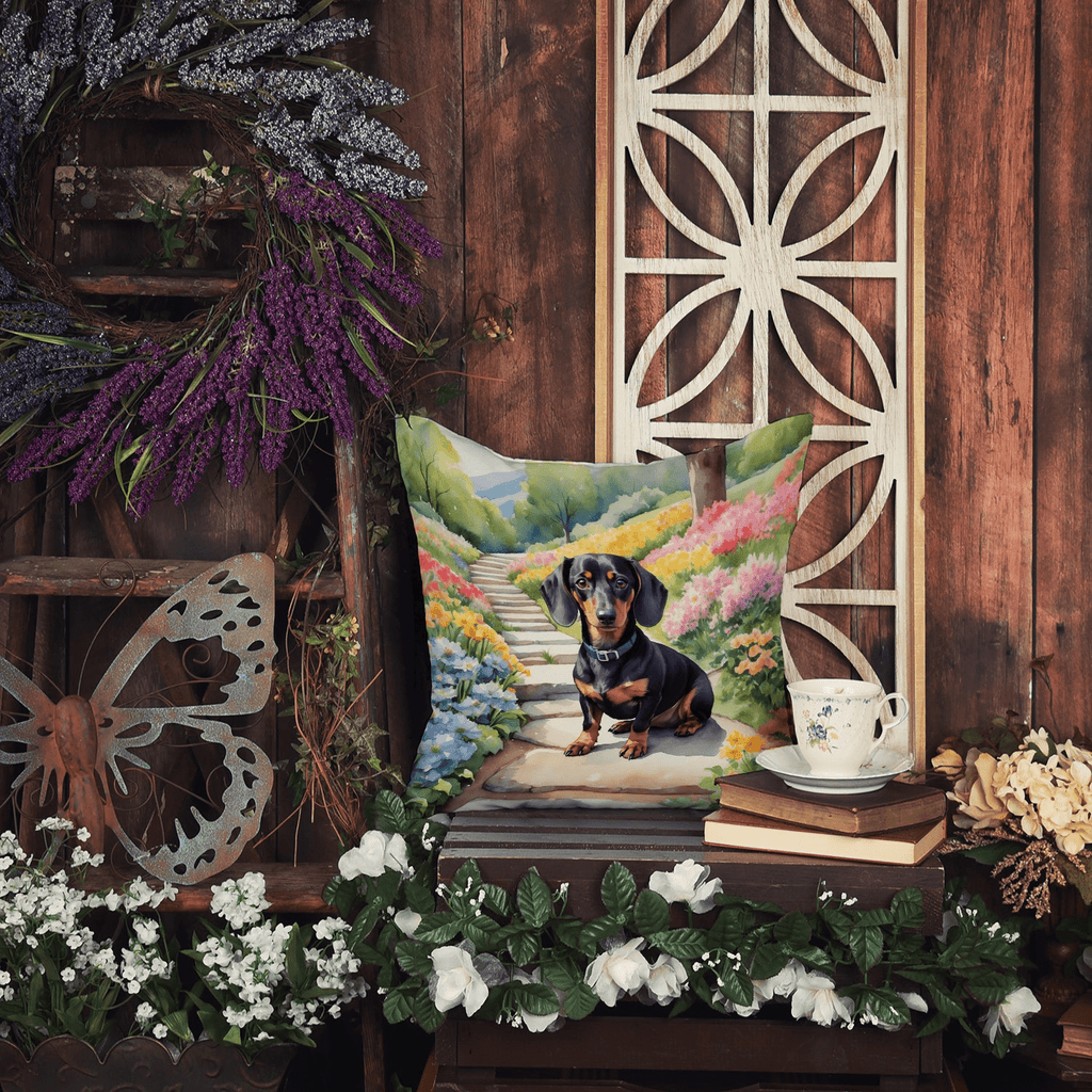 Glamorous Pups : Dachshund Spring Path Throw Pillow