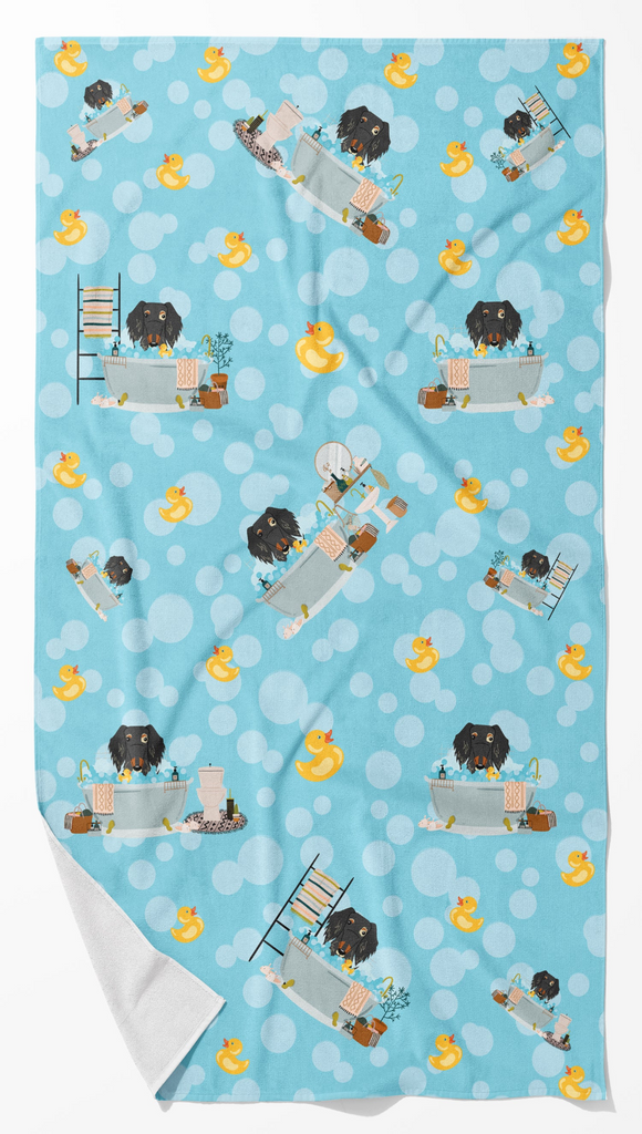 Glamorous Pups : Dapple Wire Haired Dachshund in Bathtub Bath Towel Large