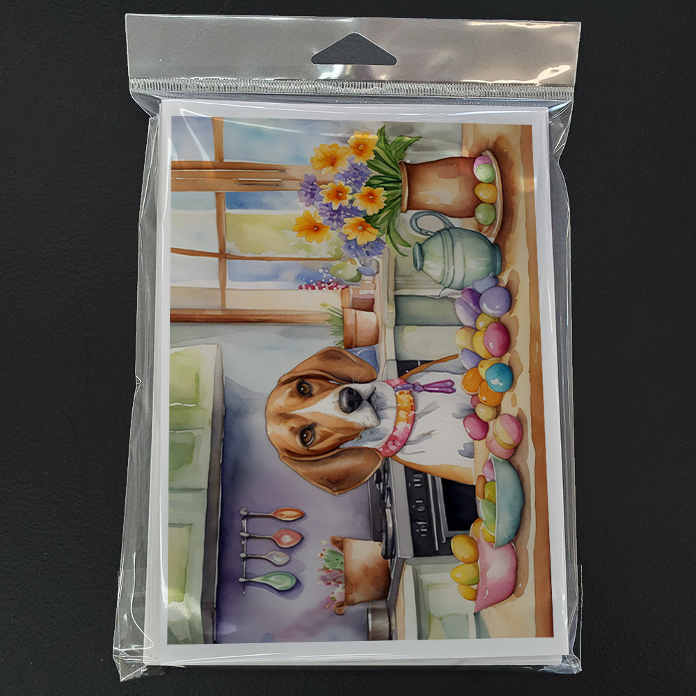Glamorous Pups : Decorating Easter English Foxhound Greeting Cards Pack of 8