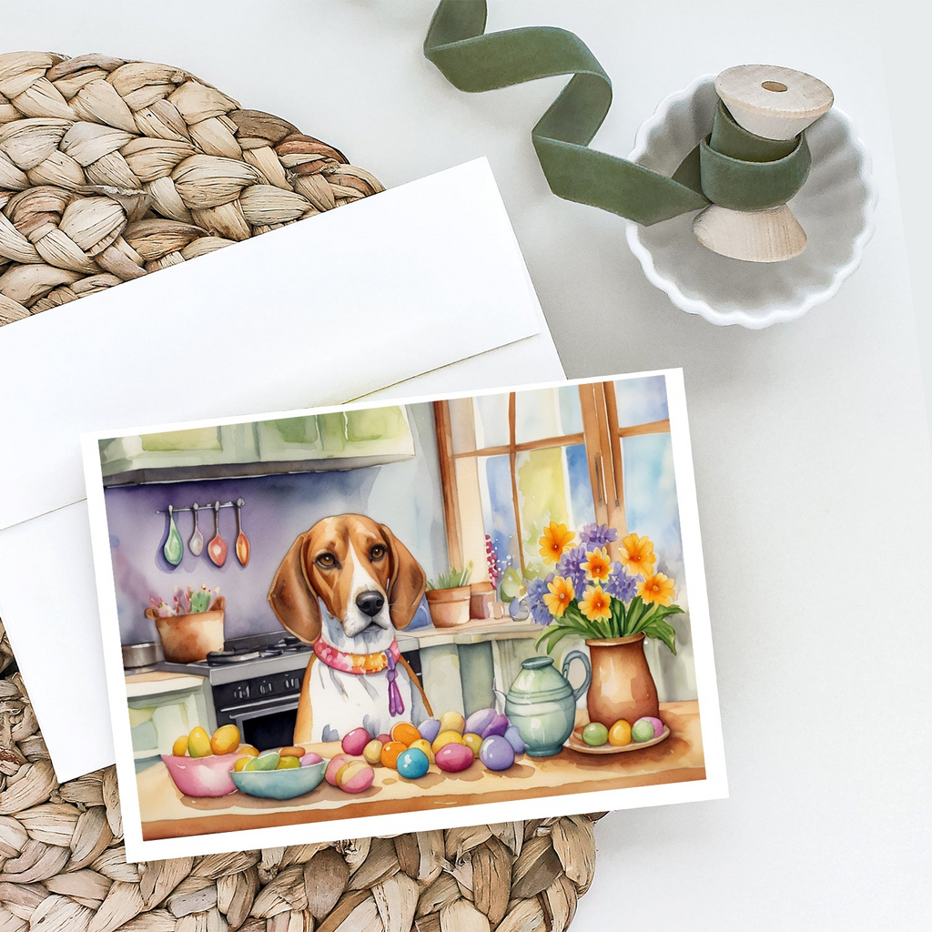 Glamorous Pups : Decorating Easter English Foxhound Greeting Cards Pack of 8