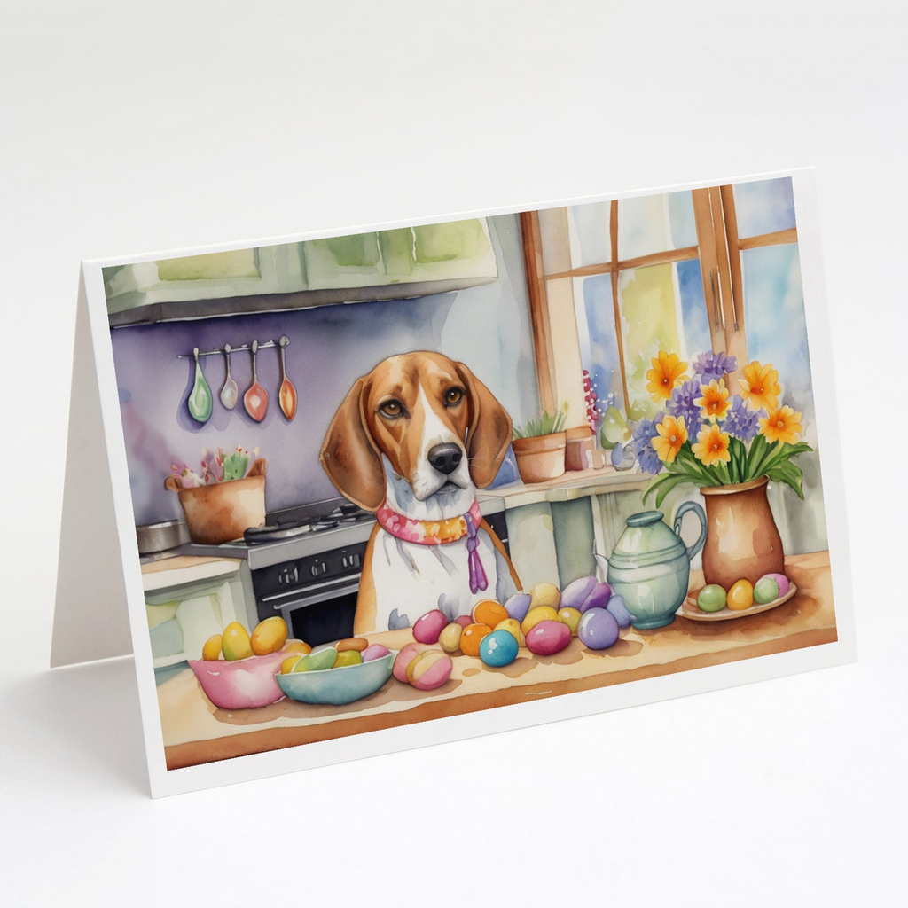 Glamorous Pups : Decorating Easter English Foxhound Greeting Cards Pack of 8