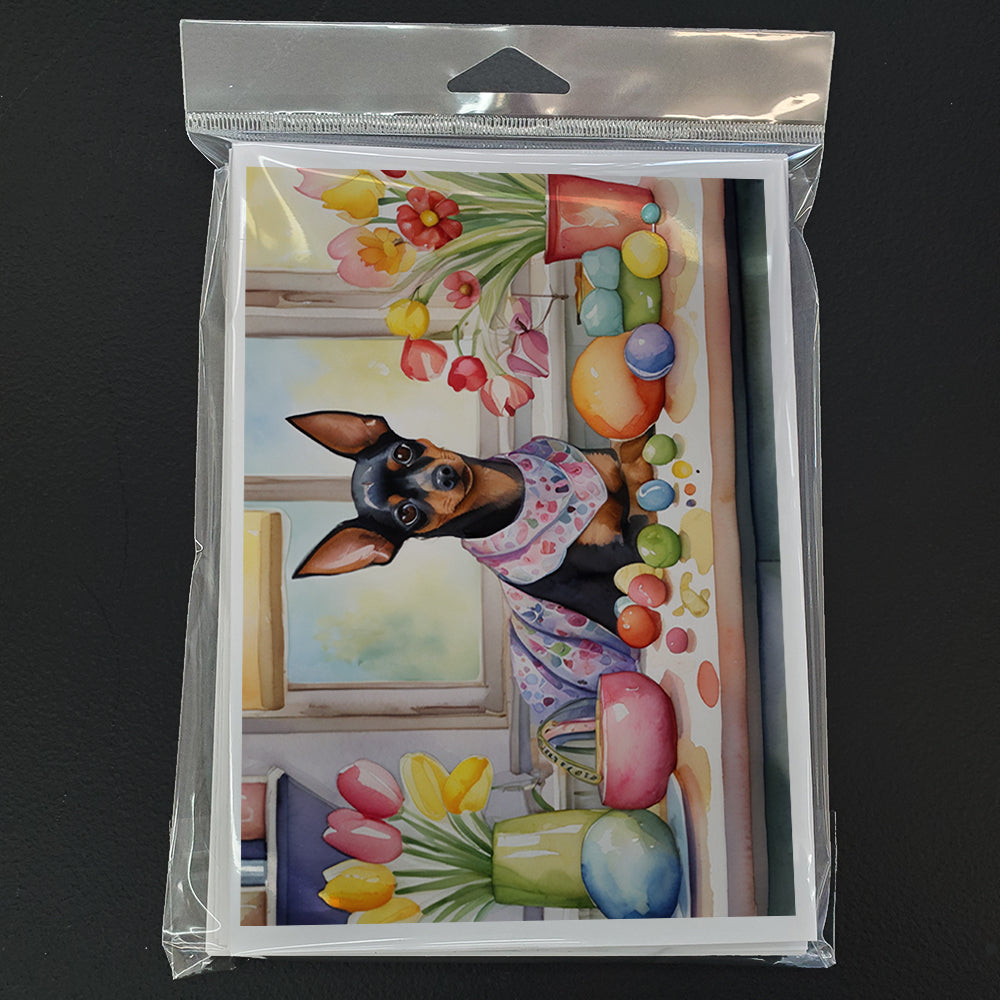 Glamorous Pups : Decorating Easter Miniature Pinscher Greeting Cards Pack of 8