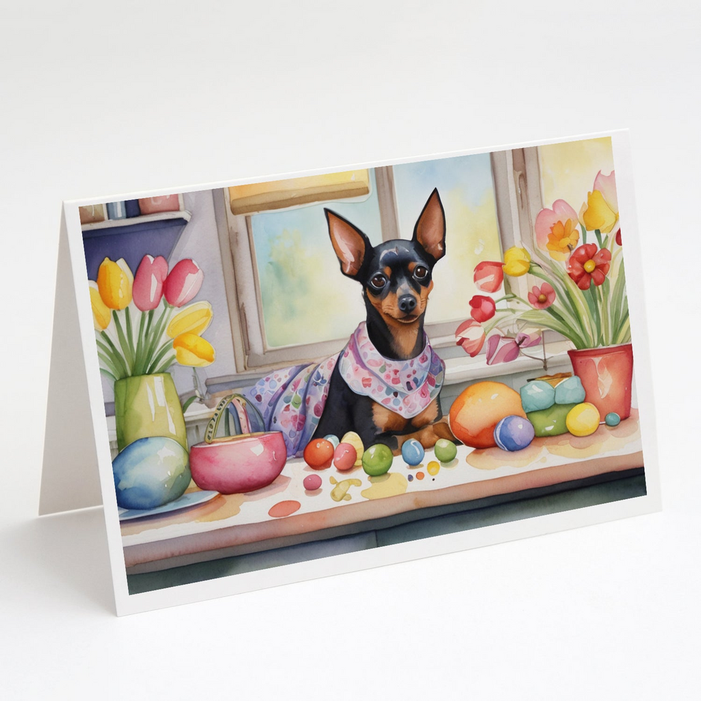 Glamorous Pups : Decorating Easter Miniature Pinscher Greeting Cards Pack of 8