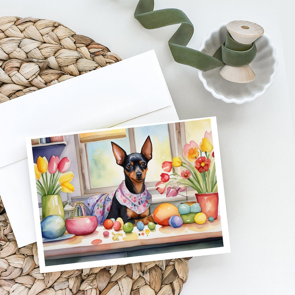 Glamorous Pups : Decorating Easter Miniature Pinscher Greeting Cards Pack of 8