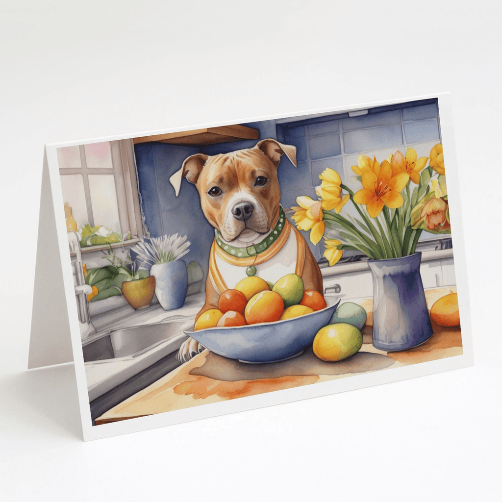 Glamorous Pups : Decorating Easter Staffordshire Bull Terrier Greeting Cards Pack of 8