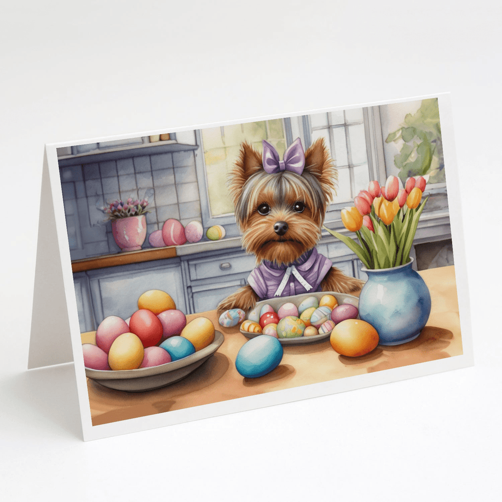 Glamorous Pups : Decorating Easter Yorkshire Terrier Greeting Cards Pack of 8