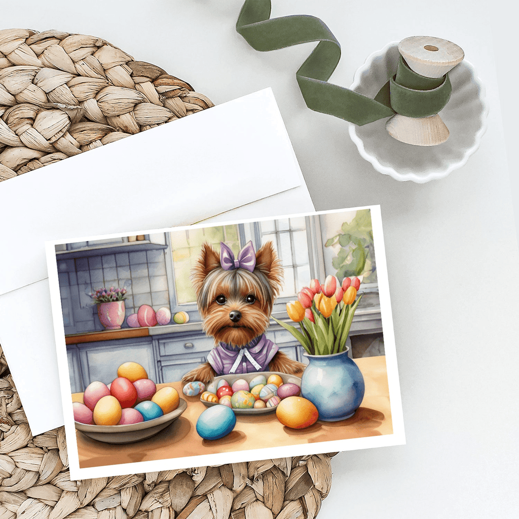Glamorous Pups : Decorating Easter Yorkshire Terrier Greeting Cards Pack of 8