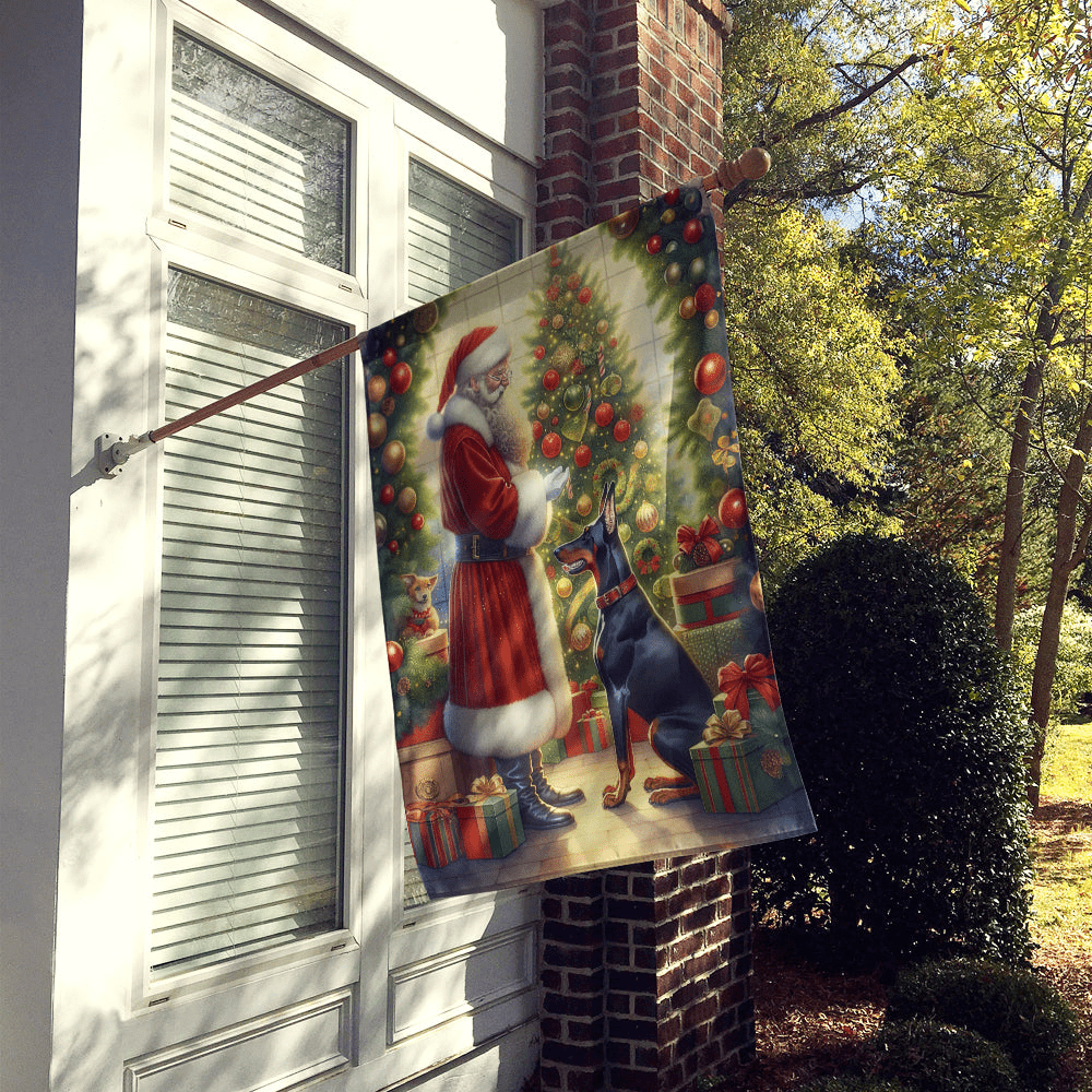 Glamorous Pups : Doberman Pinscher and Santa Claus House Flag