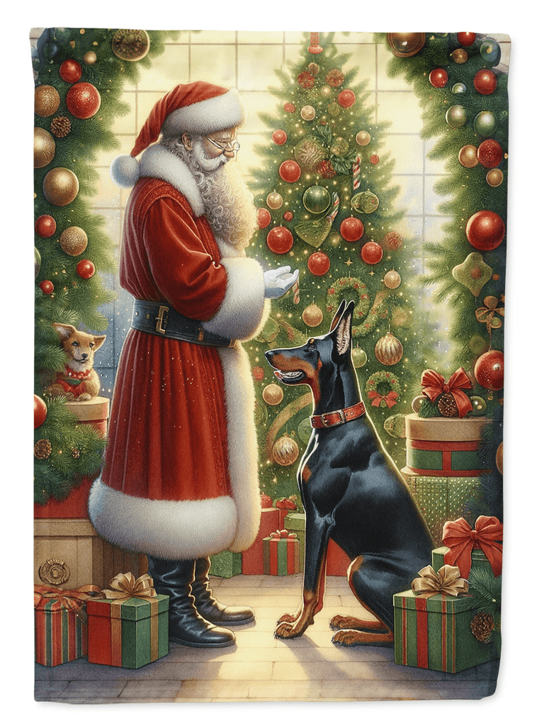 Glamorous Pups : Doberman Pinscher and Santa Claus House Flag