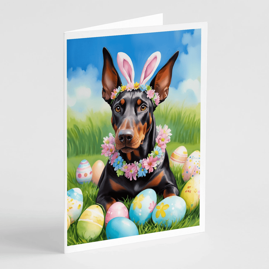 Glamorous Pups : Doberman Pinscher Easter Egg Hunt Greeting Cards Pack of 8