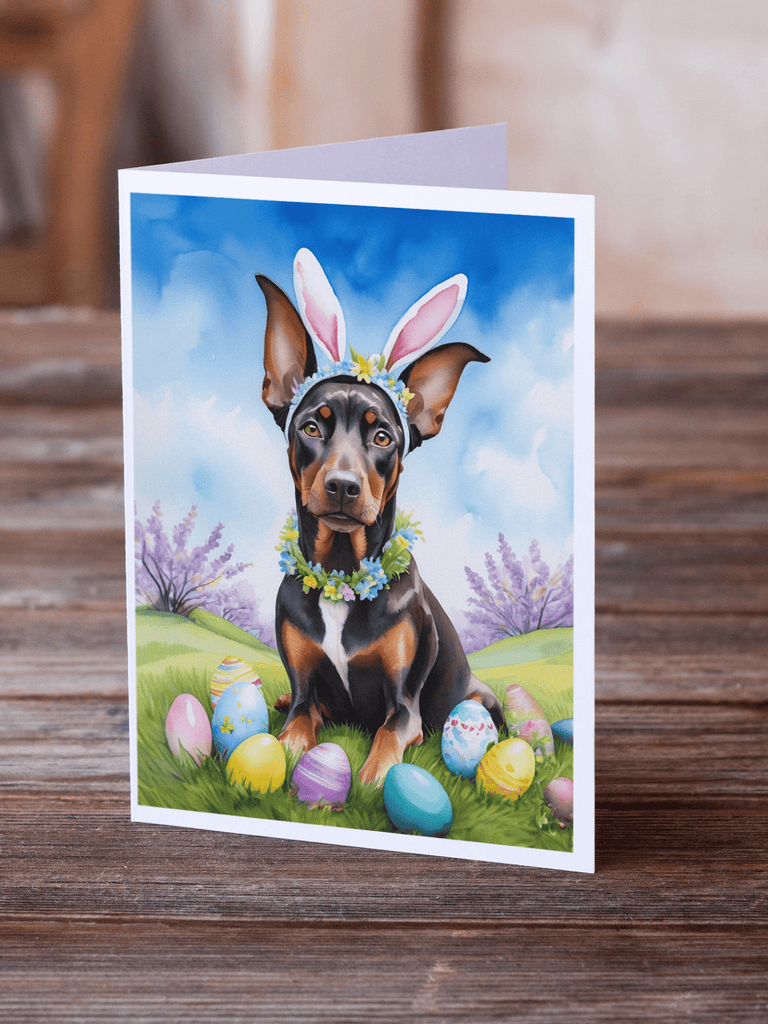 Glamorous Pups : Doberman Pinscher Easter Egg Hunt Greeting Cards Pack of 8