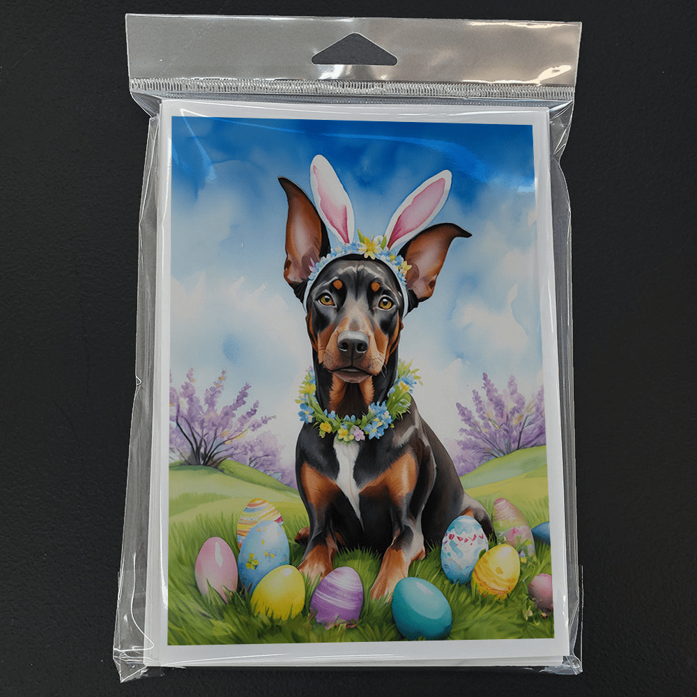 Glamorous Pups : Doberman Pinscher Easter Egg Hunt Greeting Cards Pack of 8