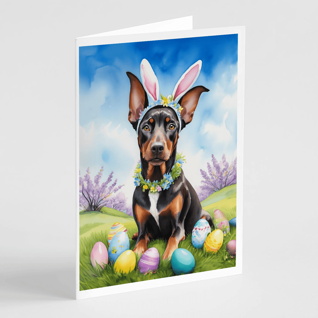 Glamorous Pups : Doberman Pinscher Easter Egg Hunt Greeting Cards Pack of 8