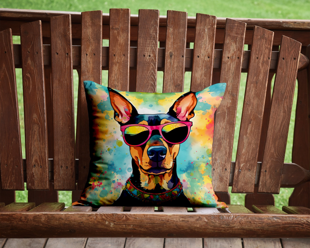 Glamorous Pups : Doberman Pinscher Hippie Dawg Throw Pillow