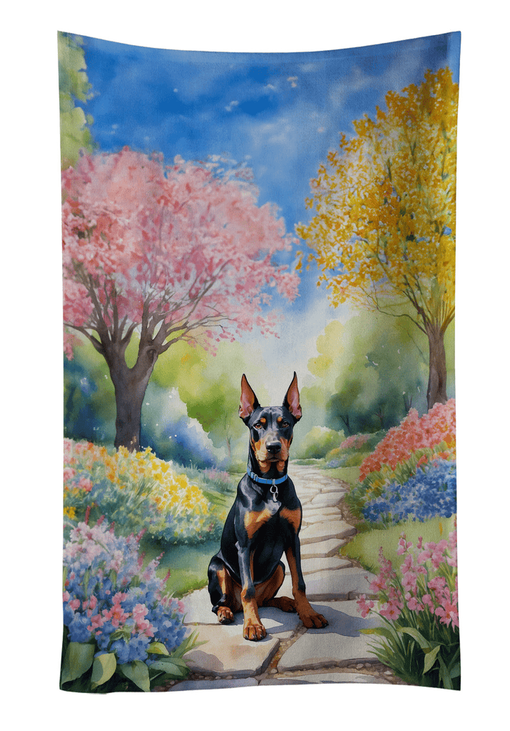 Glamorous Pups : Doberman Pinscher Spring Path Kitchen Towel