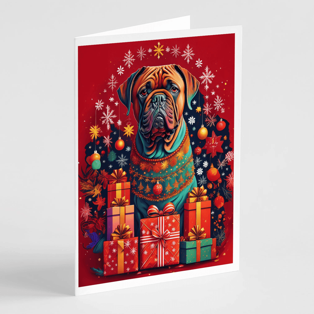 Glamorous Pups : Dogue de Bordeaux Holiday Christmas Greeting Cards Pack of 8