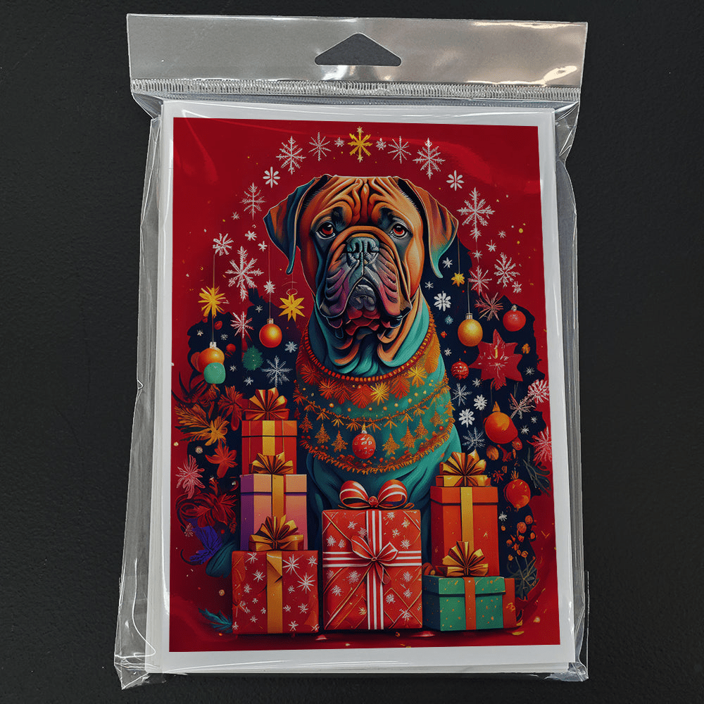 Glamorous Pups : Dogue de Bordeaux Holiday Christmas Greeting Cards Pack of 8