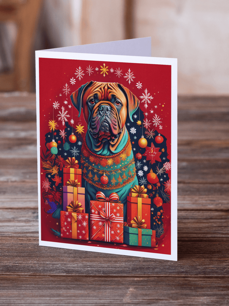 Glamorous Pups : Dogue de Bordeaux Holiday Christmas Greeting Cards Pack of 8