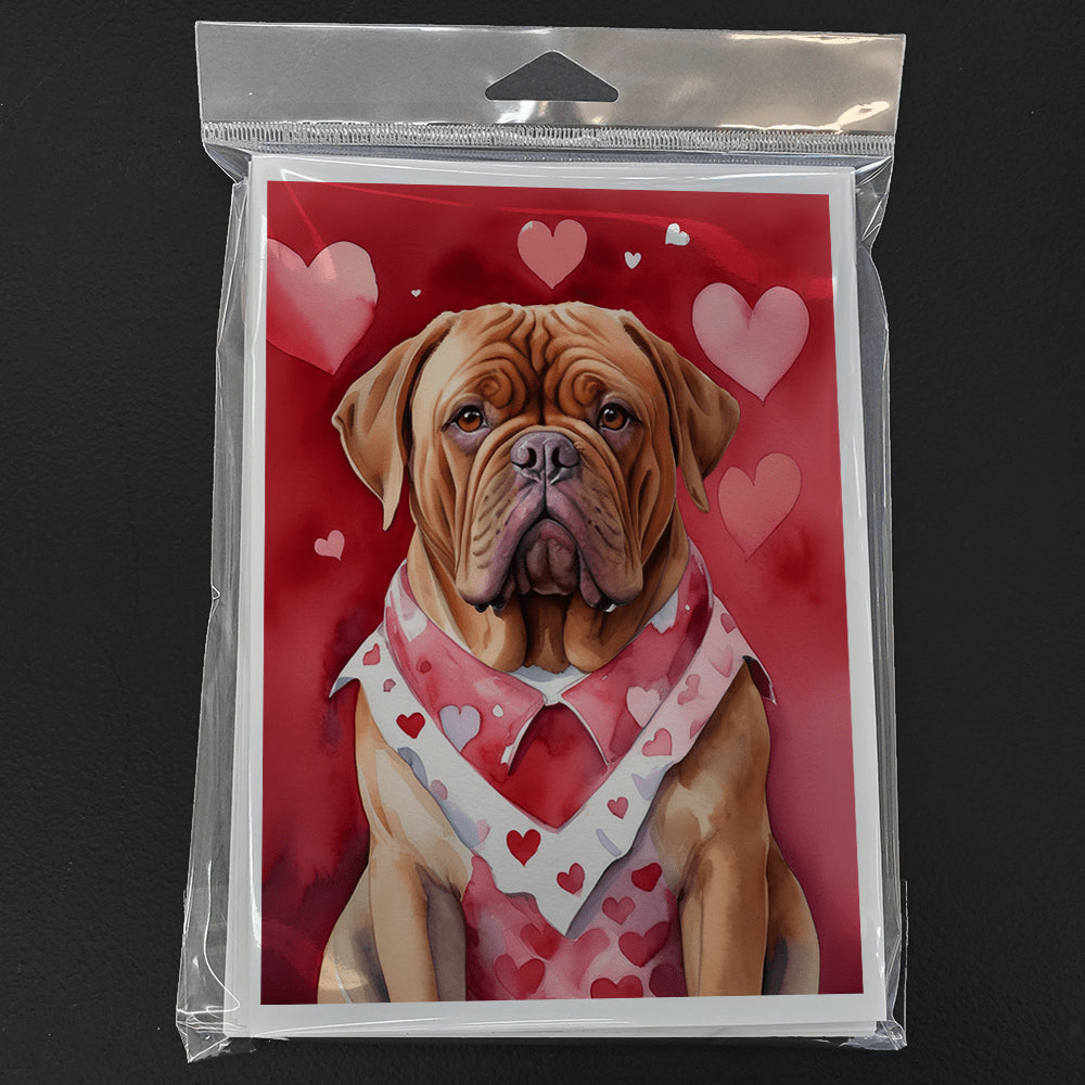 Glamorous Pups : Dogue de Bordeaux My Valentine Greeting Cards Pack of 8