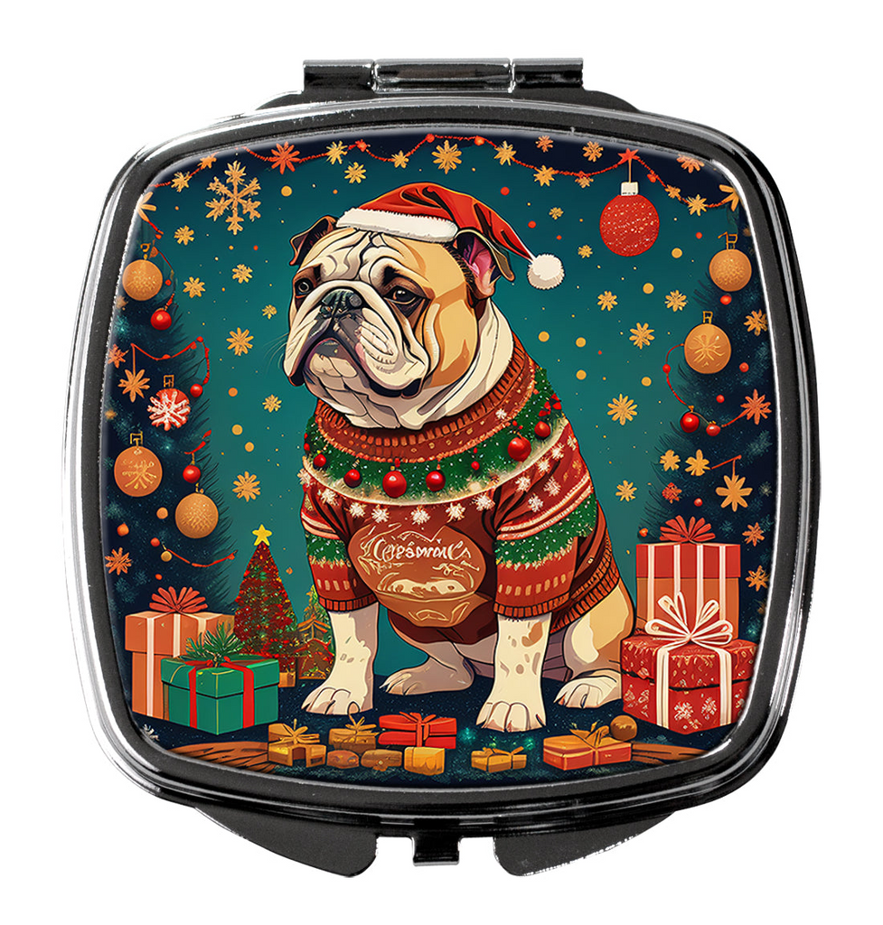 Glamorous Pups : English Bulldog Christmas Compact Mirror