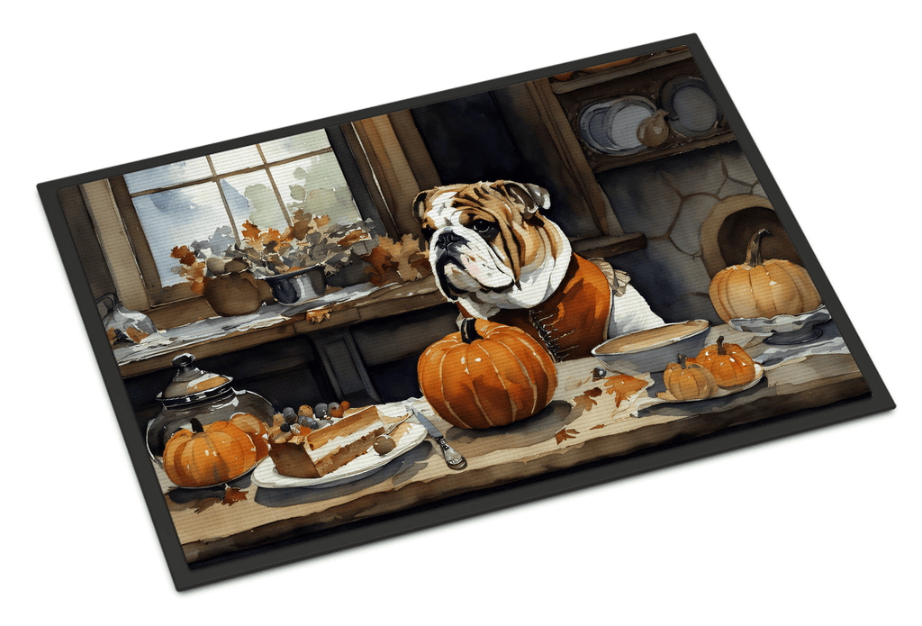 Glamorous Pups : English Bulldog Fall Kitchen Pumpkins Doormat