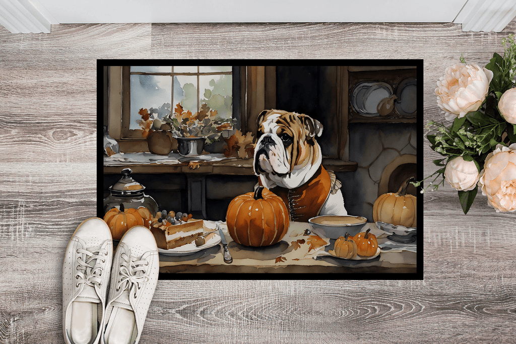 Glamorous Pups : English Bulldog Fall Kitchen Pumpkins Doormat