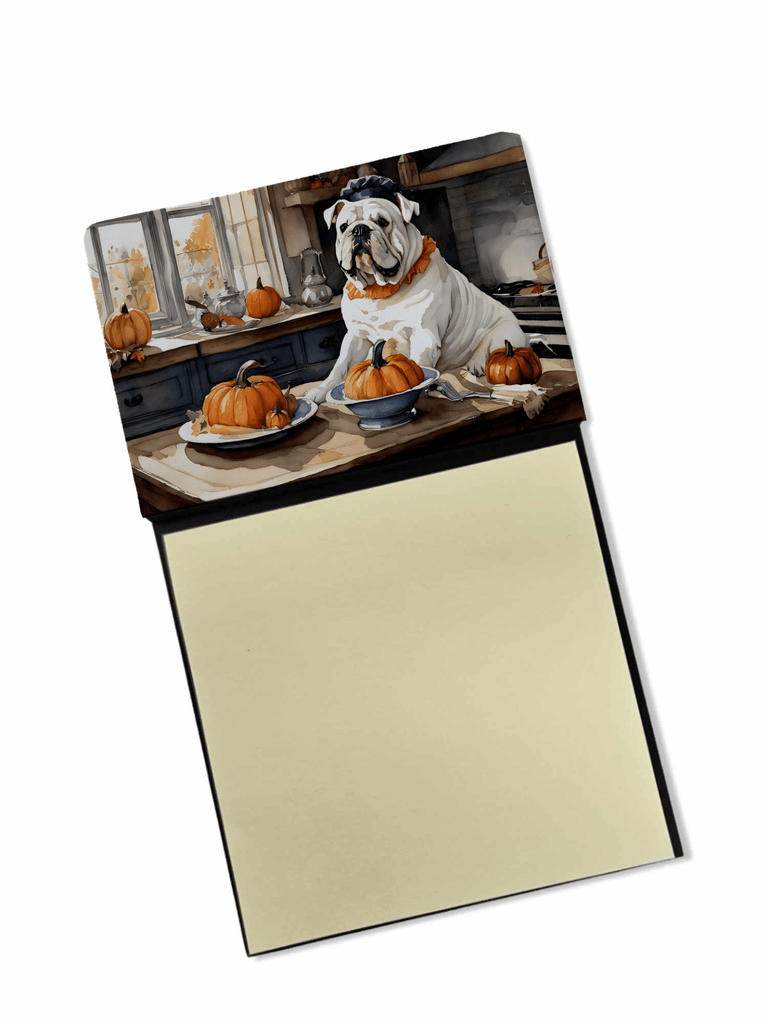 Glamorous Pups : English Bulldog Fall Kitchen Pumpkins Sticky Note Holder