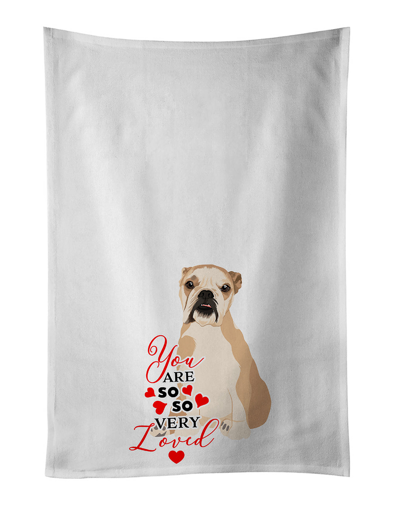 Glamorous Pups : English Bulldog Fawn Puppy so Loved Kitchen Towel Set of 2