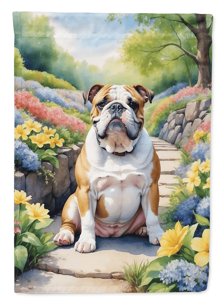 Glamorous Pups : English Bulldog Spring Path Garden Flag
