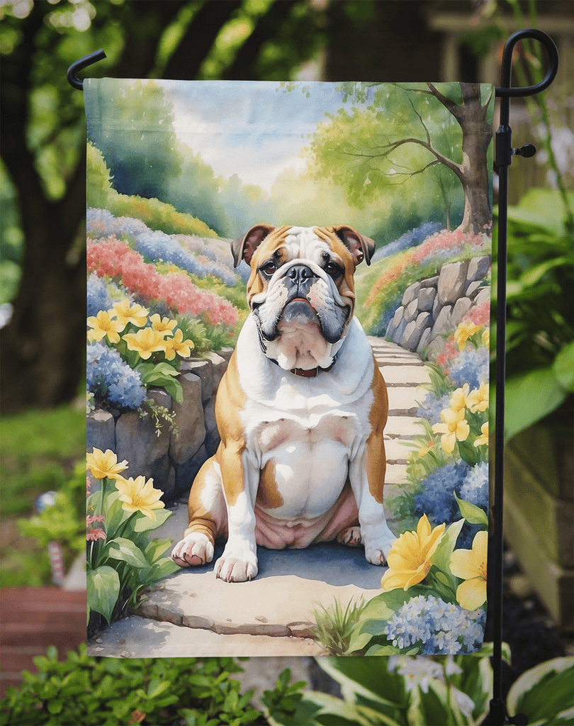Glamorous Pups : English Bulldog Spring Path Garden Flag