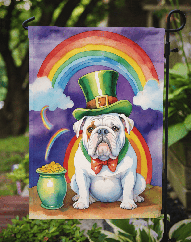 Glamorous Pups : English Bulldog St Patrick's Day Garden Flag