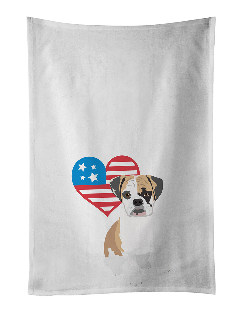 Glamorous Pups : English Bulldog Tricolor #2 Patriotic Kitchen Towel Set of 2