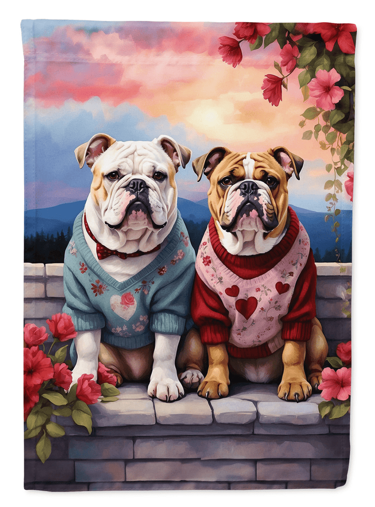 Glamorous Pups : English Bulldog Two Hearts Garden Flag