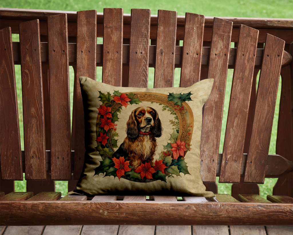 Glamorous Pups : English Cocker Spaniel Christmas Flowers Throw Pillow