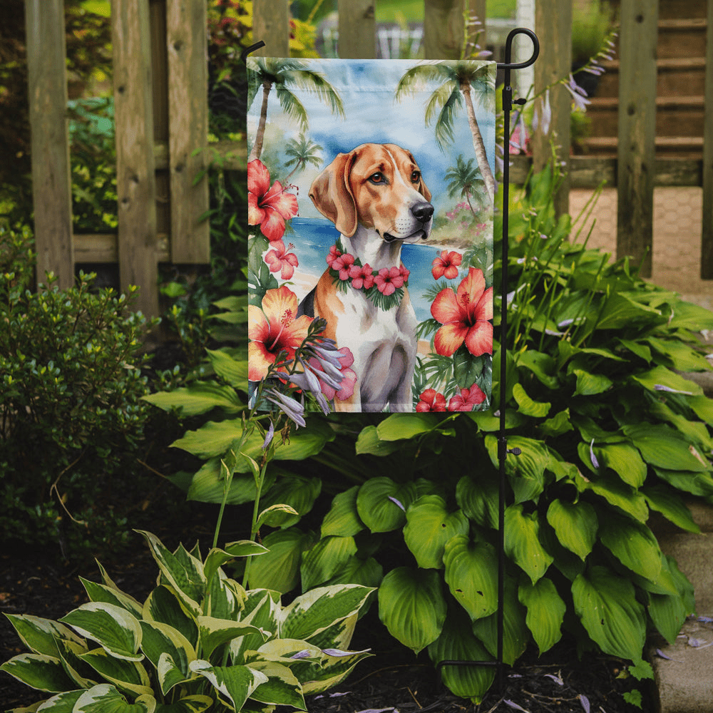 Glamorous Pups : English Foxhound Luau Garden Flag