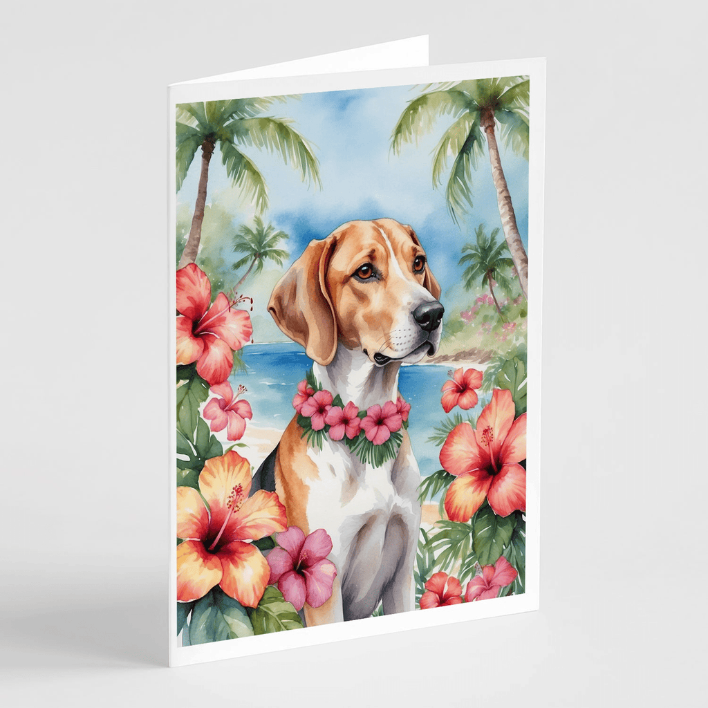 Glamorous Pups : English Foxhound Luau Greeting Cards Pack of 8