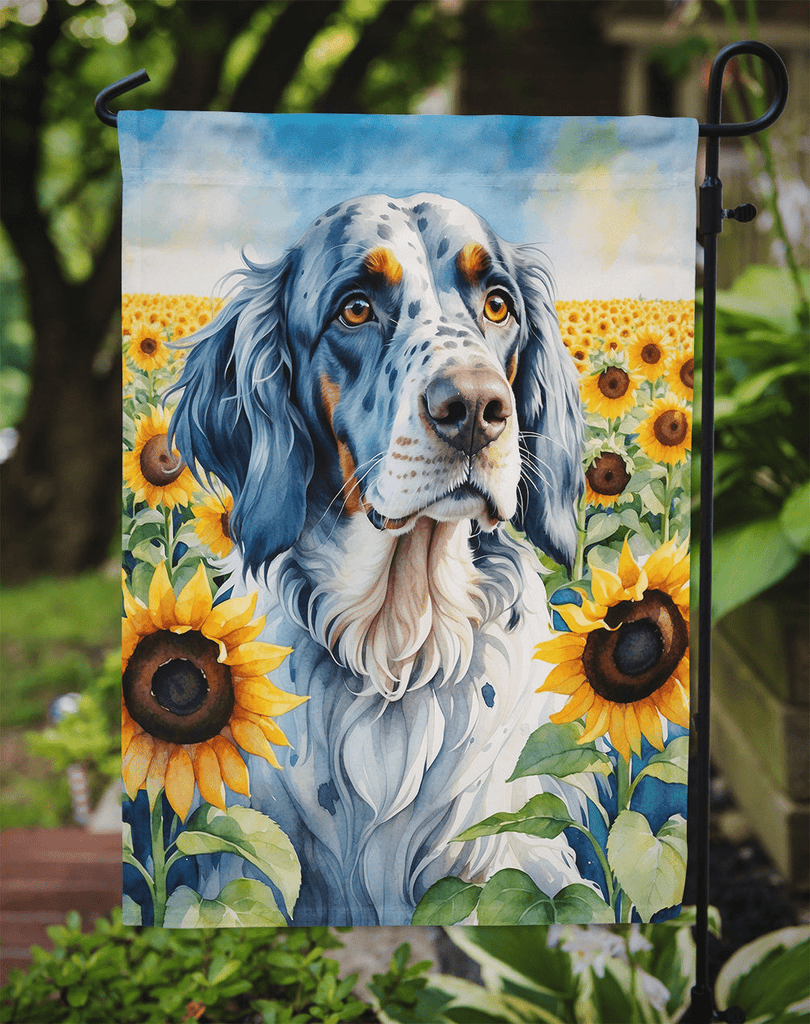 Glamorous Pups : English Setter in Sunflowers Garden Flag