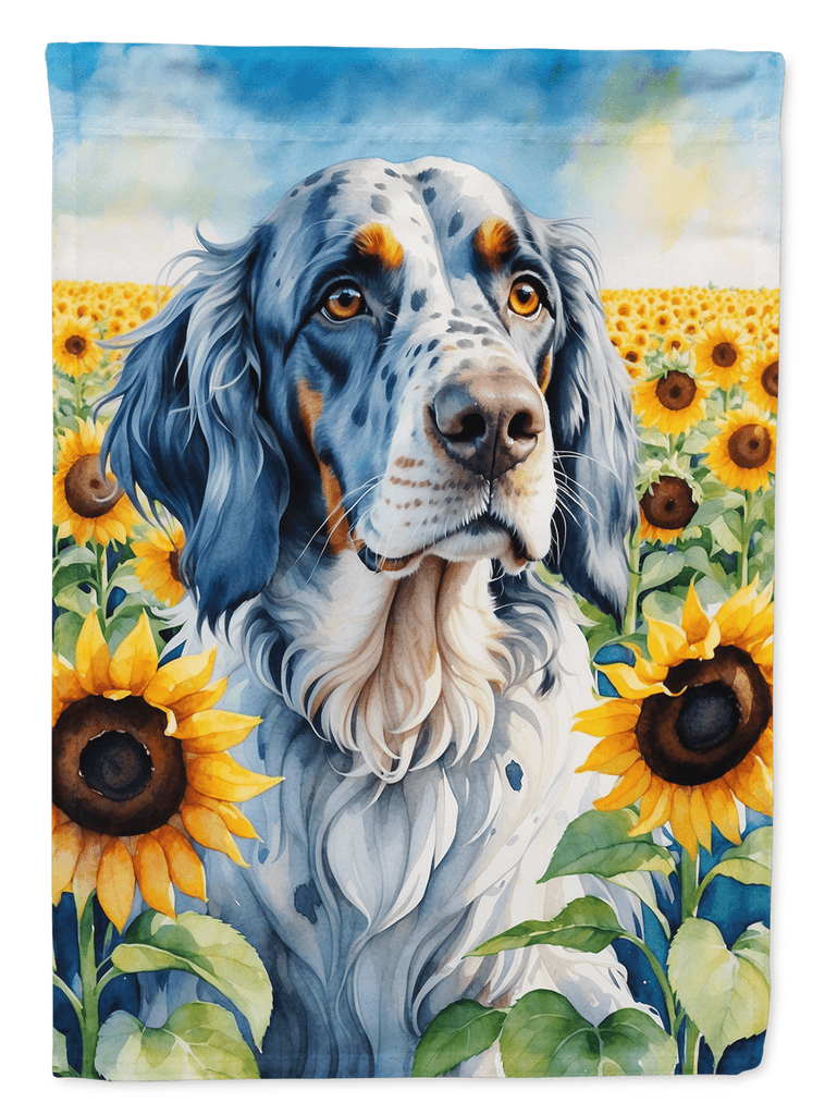 Glamorous Pups : English Setter in Sunflowers Garden Flag