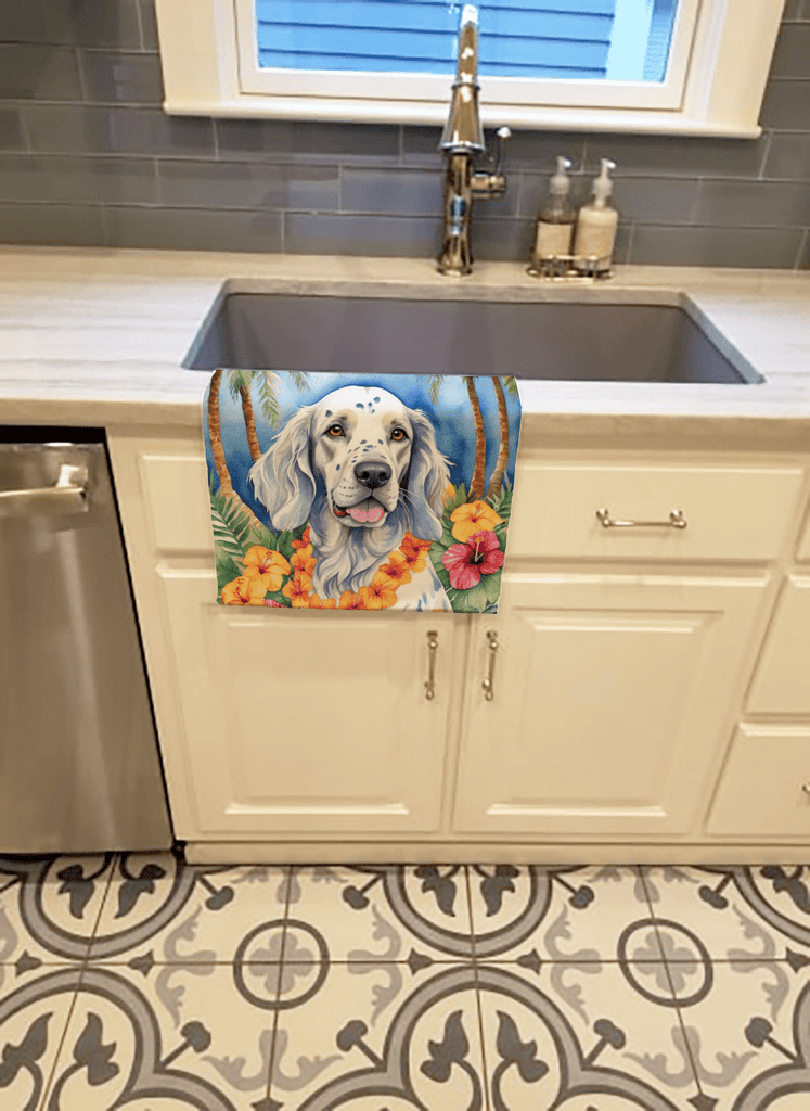 Glamorous Pups : English Setter Luau Kitchen Towel