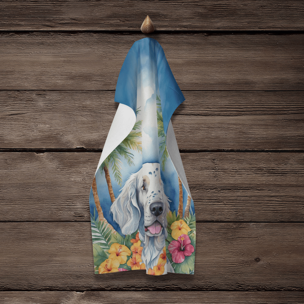 Glamorous Pups : English Setter Luau Kitchen Towel