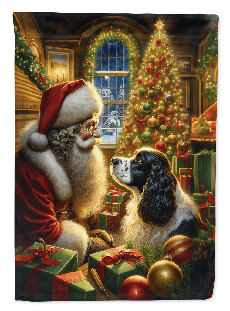 Glamorous Pups : English Springer Spaniel and Santa Claus House Flag