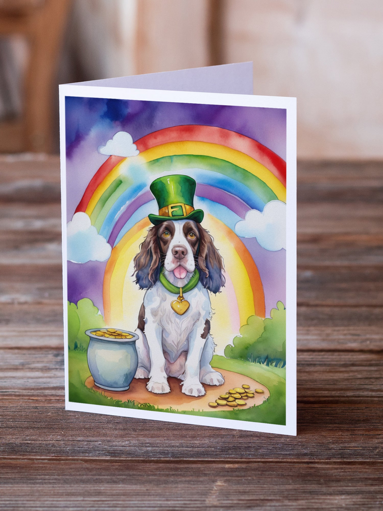 Glamorous Pups : English Springer Spaniel St Patrick's Day Greeting Cards Pack of 8