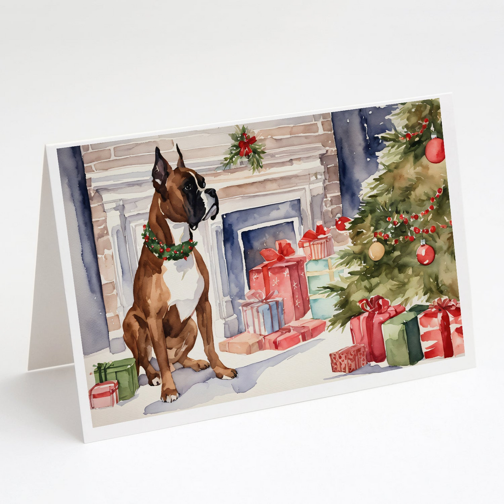 Glamorous Pups : Fawn Boxer Christmas Greeting Cards Pack of 8