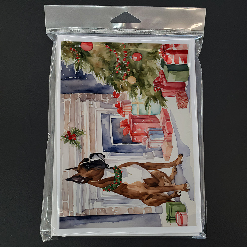 Glamorous Pups : Fawn Boxer Christmas Greeting Cards Pack of 8