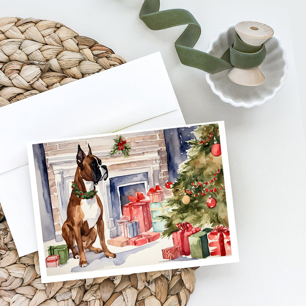 Glamorous Pups : Fawn Boxer Christmas Greeting Cards Pack of 8