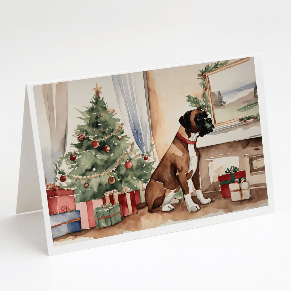 Glamorous Pups : Fawn Boxer Christmas Greeting Cards Pack of 8
