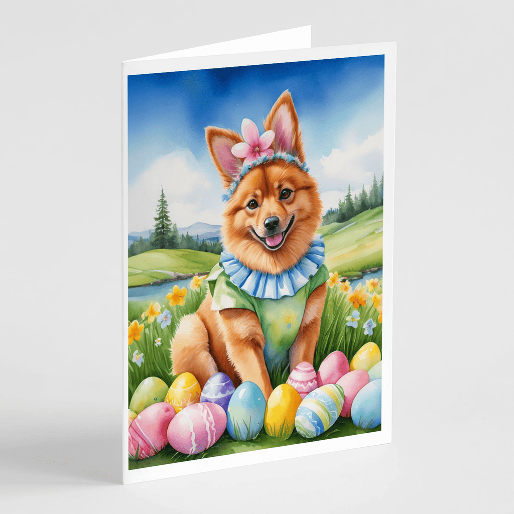 Glamorous Pups : Finnish Spitz Easter Egg Hunt Greeting Cards Pack of 8